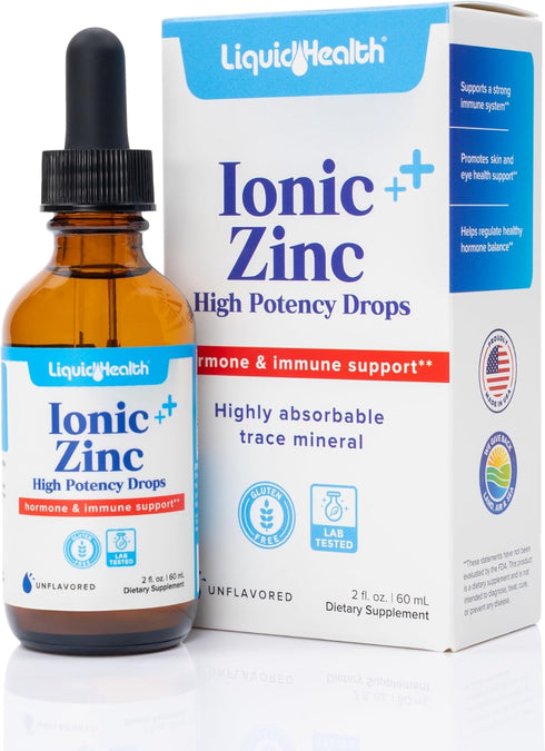 LIQUIDHEALTH Ionic Zinc 15mg, 2 Oz Liquid Zinc Supplement, High Potency Vitamin Drops for Adults, Men & Women, Kids 4 &