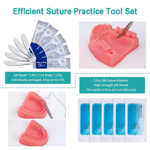 Dental Oral Practice Kit - 25 Pcs Set with 4 Soft Silicone Oral Pads for Dentist Practice & Assistant Student Training