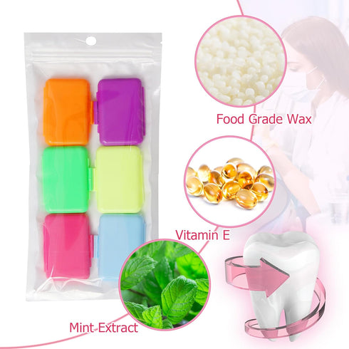 Orthodontic Wax for Braces, Safe Food Grade Dental Care Wax for Retainer Wearers (6 Pcs)
