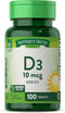 Vitamin D3 400 IU (10 mcg) | 100 Tablets | Vegetarian, Non-GMO, Gluten Free Supplement | Nature's Truth
