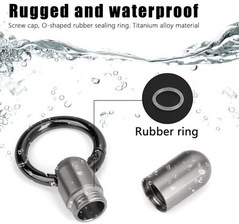 Micro Keychain Pill Holder, TISUR Titanium Pill Case Waterproof Pill Fob for Emergency Aspirin & Nitroglycerin for