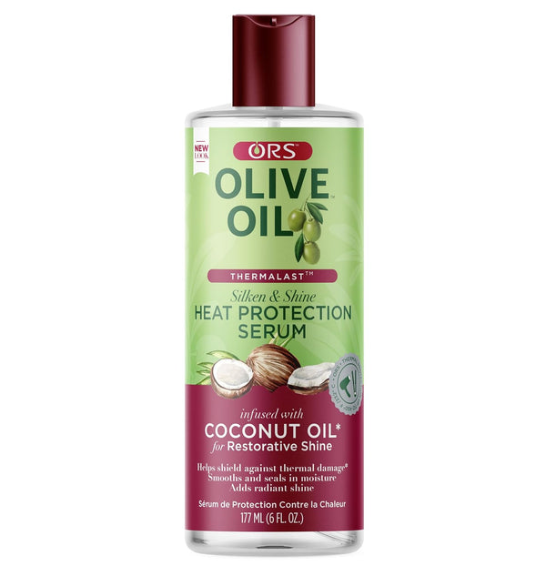 ORS Olive Oil Heat Protection Hair Serum, 6 Ounces, Infused with Coconut Oil