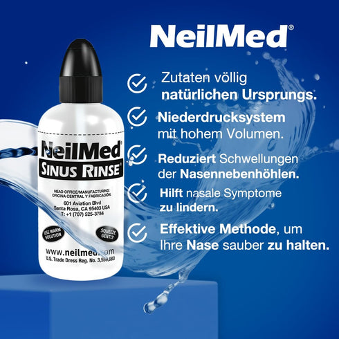 Sinus Rinse 5 Packets NeilMed Starter Kit with Premixed Saline - Large Volume Low Pressure Saline Nasal Irrigation
