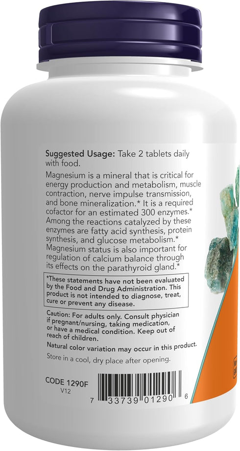 NOW Supplements Magnesium Citrate 200 mg, 100 Tablets, Enzyme Function*, Nervous System Support*