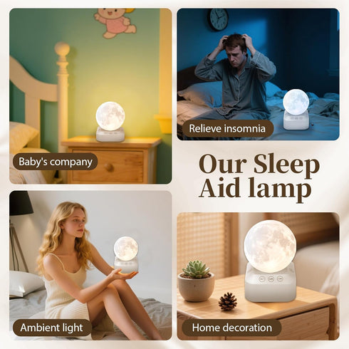 Rukico Light,24 White Noise Sleep Machine with Moon Lamp Night Soothing Sounds,Adjustable RGB Color Changing,Sleep Aid