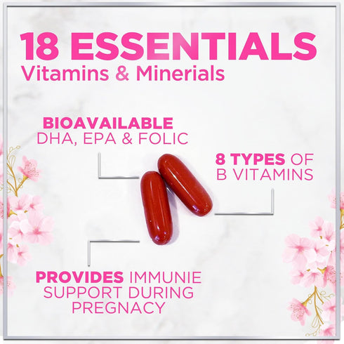 Hello Lovely! Women's Prenatal Multivitamin with Folic Acid + DHA - Prenatal Vitamins with Folate, Omega 3, Vitamins