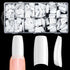 krofaue 500PCS French Style False Nails Tips, Acrylic Artificial Half Cover Manicure with Box of 10 Sizes (White)