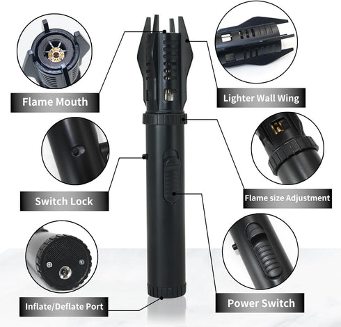 Torch Lighter, Bright Fire Lighter with Safety Lock, Adjustable Flame for Candles, BBQ Baking, Camping Gift