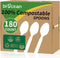 100% Compostable Spoons - 180 Count Heavy Duty Disposable Utensils Set, Eco-Friendly Flatware for Parties