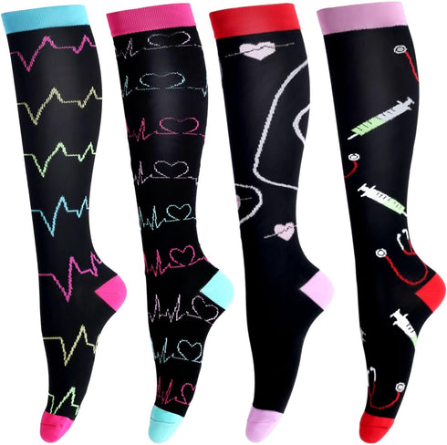 LEOSTEP Compression Socks for Women & Men Circulation,Long Stockings Support for Nurses,
