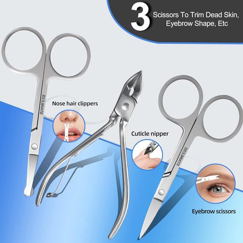 Manicure Set 30 in 1 | RedFlow Nail Clippers & Toenail Clippers, Travel Manicure Tools, Pedicure Kit