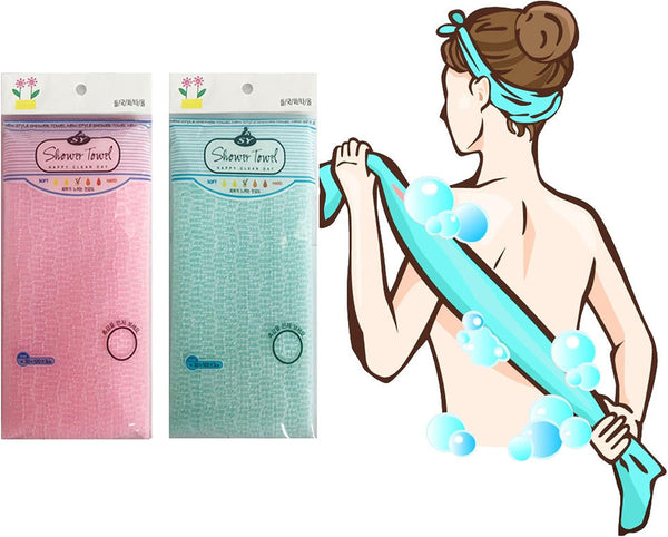 Premium Exfoliating Washcloth Towel, 2 Color Mint Pink, Korean Loofah Bath Sponge for Shower by NOPIGO