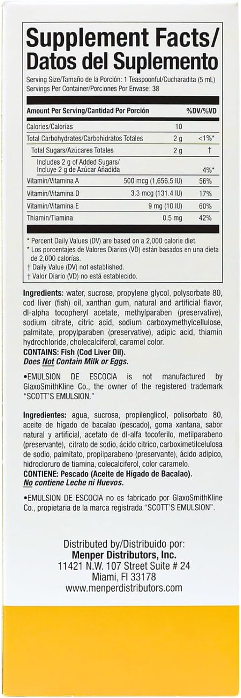 Flan Flavor Cod Liver Oil - 1-Pack (6.5 Fl Oz) for Immune, Bone, and Eye Health, Great Taste