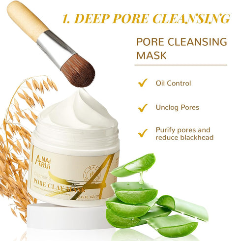 ANAI RUI 2 in 1 Pore SkinCare Set, Pore Clay Mask+Pore Minimizing Serum+BlackHead Remover Mask for Face,Minimizing, Shrinking, Tightening Pores, Pore Exfoliating Solution,Pore Skin Care Gift Set