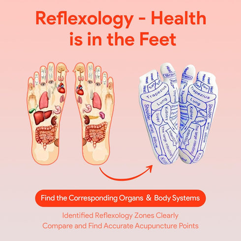 2 Pairs Reflexology Foot Massage Socks with Trigger Point Tool, Foot Pain Relief for Women and Men (Women)
