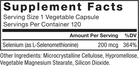 Force Factor Selenium 200mcg Immune Support Supplement - 120 Vegan Non-GMO Capsules