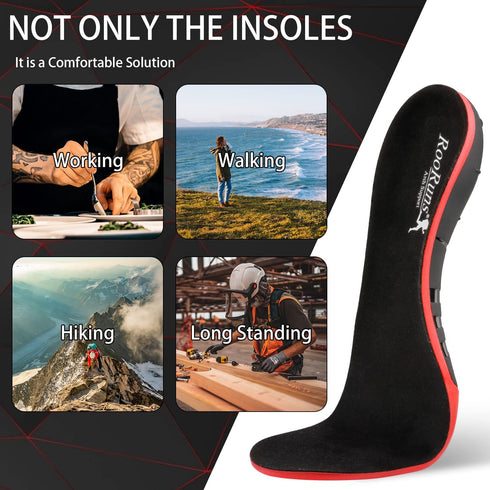 Plantar Fasciitis Insoles, RooRuns 280+ lbs High Arch Support Orthotics for Flat Feet, Pain Relief for Heavy Duty Use