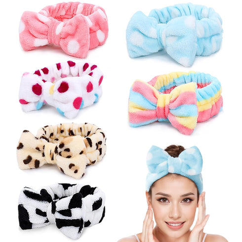 LADES Adjustable Soft Skincare Headband, Comfortable & Stretchy Fabric, Cute Patterns for Makeup