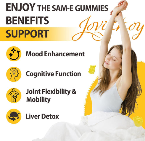 Gummies CoQ10, 90 Gummies Jovianoy SAM-e with L-Tyrosine, Vitamin B Complex & NAC, High-Potency SAM-e Supplement