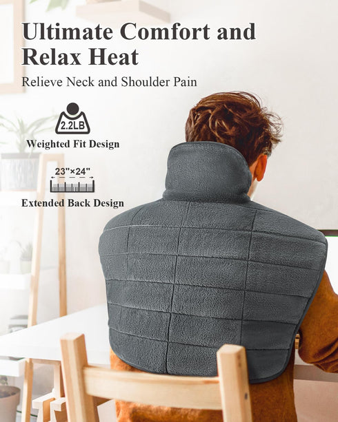 Heating Pad for Neck, Shoulders, and Back, Christmas Gifts for Men, Women, Mom, Dad, 24"x23" Large Electric Heated Wrap