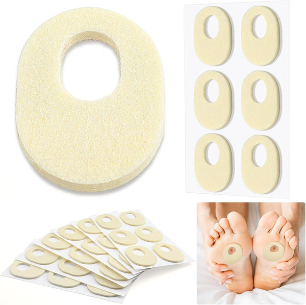 72 Pieces Felt Callus Cushions, Oval Adhesive Pads for Foot Pain Relief, Soft Breathable Corn Cushions for Men and Women