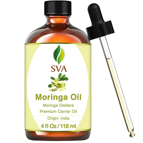 SVA Moringa Seed Oil - 4 Fl Oz – 100% Natural Cold Pressed Oil for Face, Skin Care, Hair Care, Scalp & Body Massage