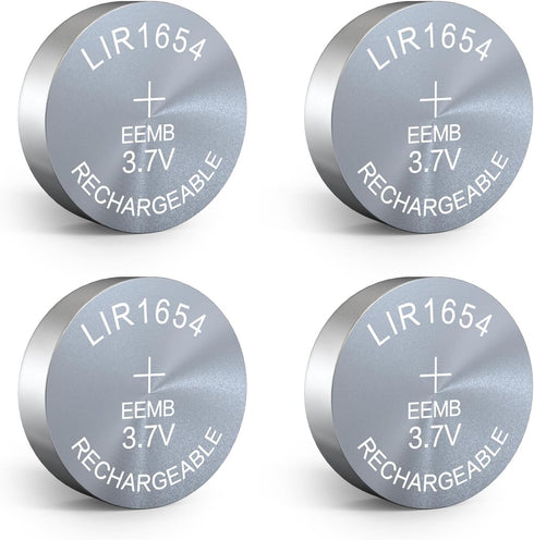 EEMB 4PACK LIR1654 Rechargeable Battery 3.7V Lithium-ion Button Batteries for Earphone Wearable Device