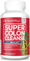 Health Plus Super Colon Cleanse Night Formula - Digestive Support with Probiotics and Valerian Root for Sleep (60