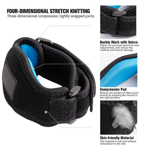 Elbow Brace, Tennis Elbow Brace with Compression Pad for Men and Women - 2 Pack