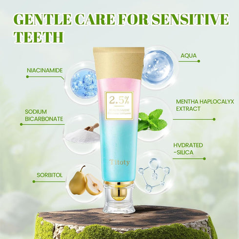 TITOTY 2.5% (1.0) Niacinamide Whitening Toothpaste, Niacinamide Intensive Whitening Toothpaste with Natural Gentle Care