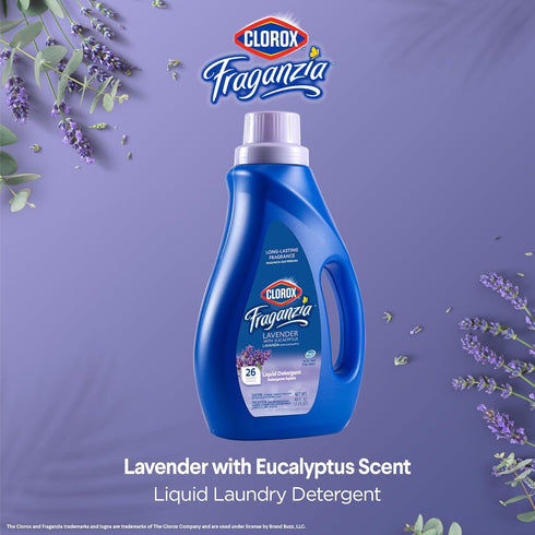 Clorox Fraganzia Liquid Laundry Detergent 40oz in Lavender with Eucalyptus Scent | HE Compatible for All Front and Top