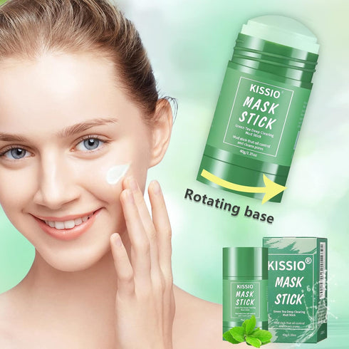 KISSIO Green Tea Mask Stick, Blackhead Remover Face Mask with Volcanic Mud for All Skin Types