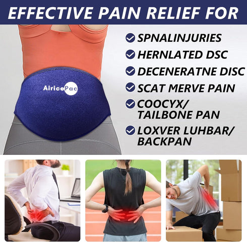 Ice Pack for Back Pain Relief, 2 Pack Reusable Gel Lower Back Wrap, Cold Compress Therapy for Lumbar Injuries