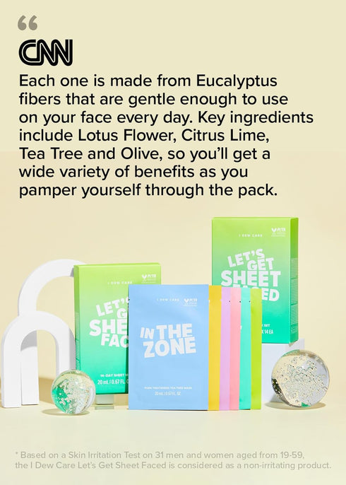 I DEW CARE Sheet Mask Pack, 14 Variety Pack | Let's Get Sheet Faced Korean Skincare Routine for 2 Week Care