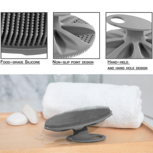 INNERNEED Soft Silicone Body Cleansing Brush, Gentle Exfoliating Shower Scrubber for All Skin Types, Gray