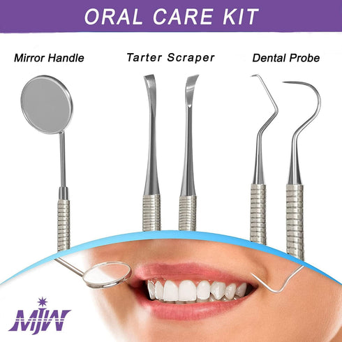 Dental Tools Set, 3 Pcs Hygiene Cleaning Kit, Stainless Steel Plaque Remover with Mouth Mirror, Tartar Scraper
