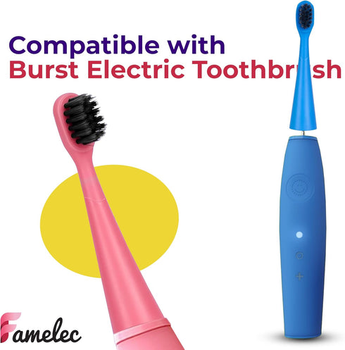 16 Pack Electric Toothbrush Heads for Burst Kids, Ultra Soft Bristles, Perfect Fit, Mix Color Pink/Green/Blue/Purple