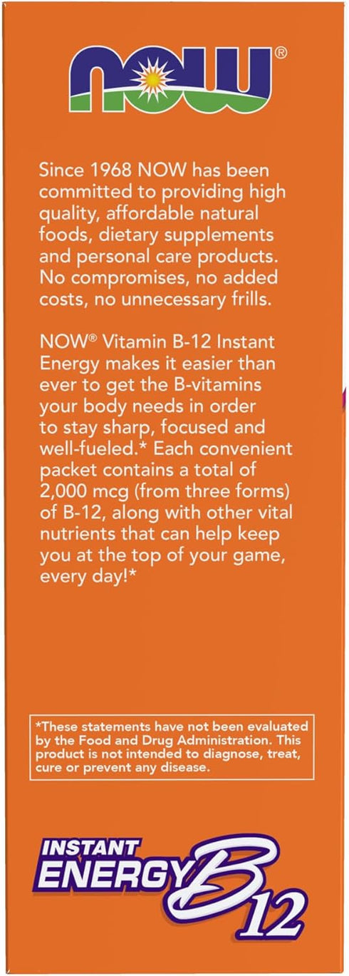 NOW Supplements Instant Energy B-12, 75 Packets, 2,000 mcg of B-12 per packet, Cellular Energy Boost*