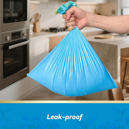 Wowflash 300 Count 15 4 Micron Extra Thick Gallon Drawstring Small Trash Bags, Sturdy & Tear-Resistant Small Garbage