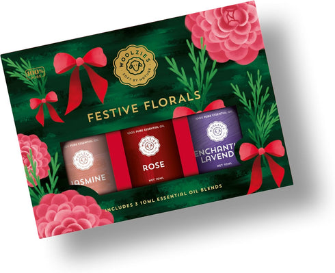 Set Set 3 Festive Florals Essential Oil Blend | Jasmine, Rose & Enchanting Lavender | Aromatherapy Oils for Diffusers