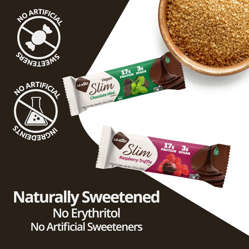 NuGo Slim Dark Chocolate Raspberry Truffle, 17g Protein, 24 Count, Low Net Carb, Keto Friendly