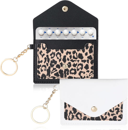 Mozeat Lens Birth Control Pill Case Sleeve Packet, 2 Packs PU Leather Birth Control