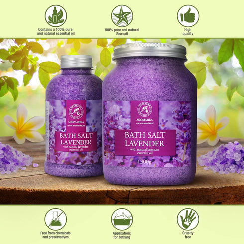 Sea Salt Lavender Bath Salts with Natural Lavender Essential Oil 46 Oz - Best for Good Sleep and Relaxation