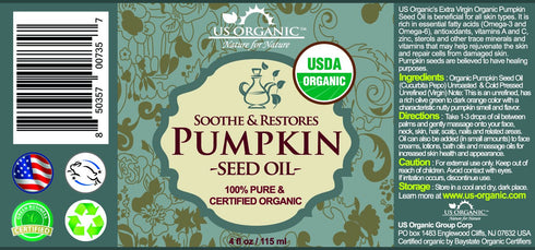 US Organic Pumpkin Seed Oil - USDA Certified Organic, 100% Pure & Natural, Cold Pressed Virgin in Amber Glass Bottle