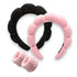 Spa Headband for Washing Face with Wristband, Set of 2 Sponge Makeup Headbands for Women, Black & Pink