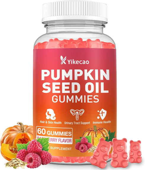 Yikecao Pumpkin Seed Oil Gummies, Pumpkin Seed Oil Supplement with Saw Palmetto for