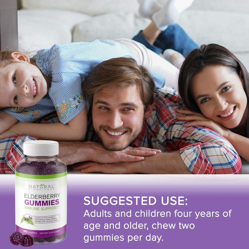 Sambucus Elderberry Gummies - Daily Immune Support Supplement with Vitamin C & Zinc, 180 Vegan Gluten-Free Gummies