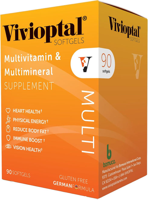 BOMUCA Vivioptal Multi Multivitamin & Multimineral Supplement, 90 Softgels, Gluten Free