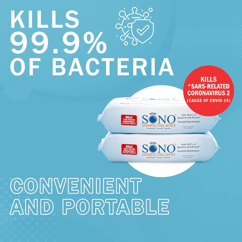 SONO Disinfecting Wipes, Medical-Grade, Alcohol-Free, Multi-Surface Cleaning Solution, 160-ct (Pack of 2)