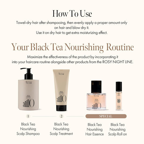 Black Tea Nourishing Hair Essence, Vegan Hair Essence Oil with Premium Black Tea, Green Tea Oil, Protein & Biotin for